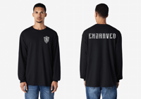 ENGRAVED LOGO LONG SLEEVE BOTH SIDES T - BLACK