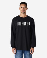 ENGRAVED LONG LOGO - LONG SLEEVE BLACK T - FRONT