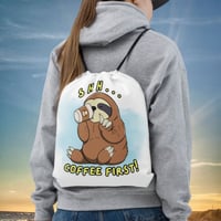 Sloth Shh Coffee First Drawstring Bag