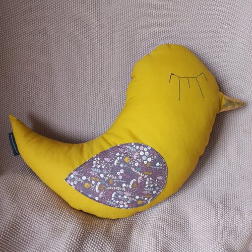 Image of Vogelkissen lila Blumen curry