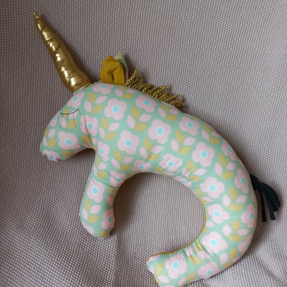 Image of Einhornkissen Blumen curry