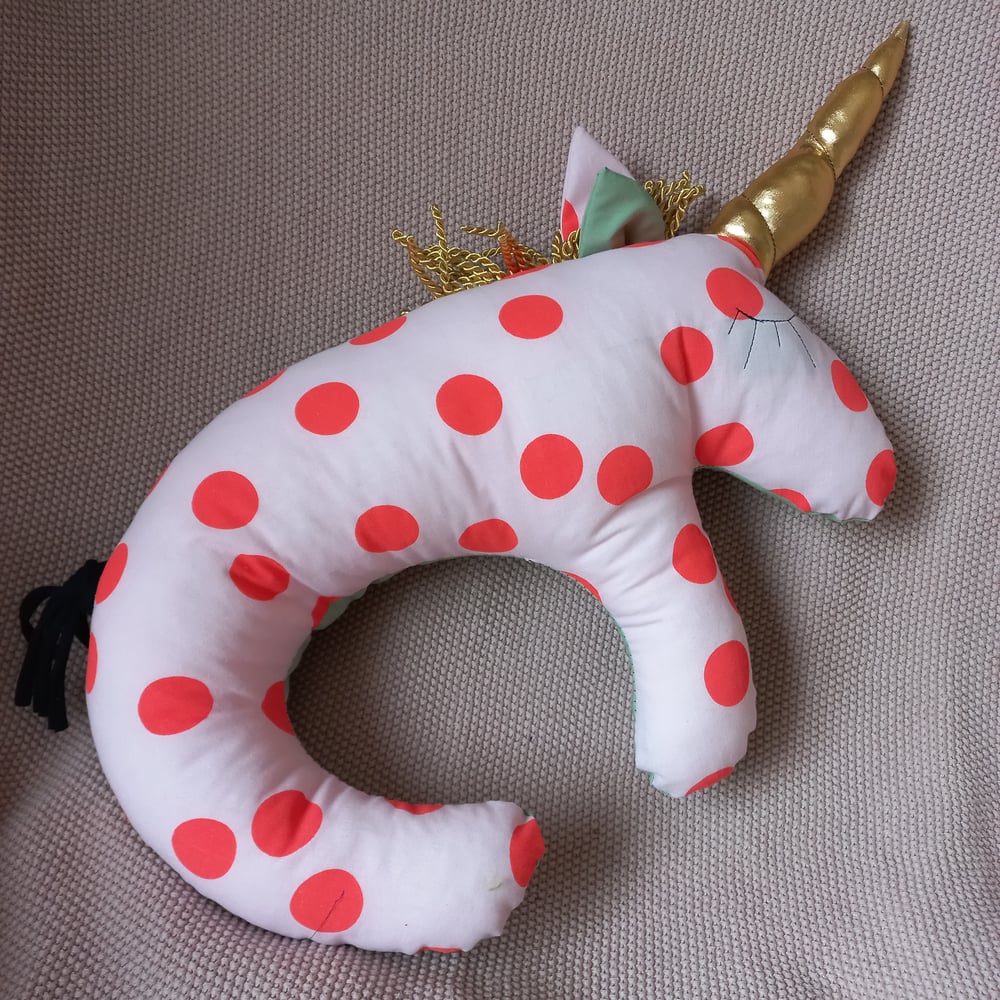 Image of Einhornkissen neon dots mint