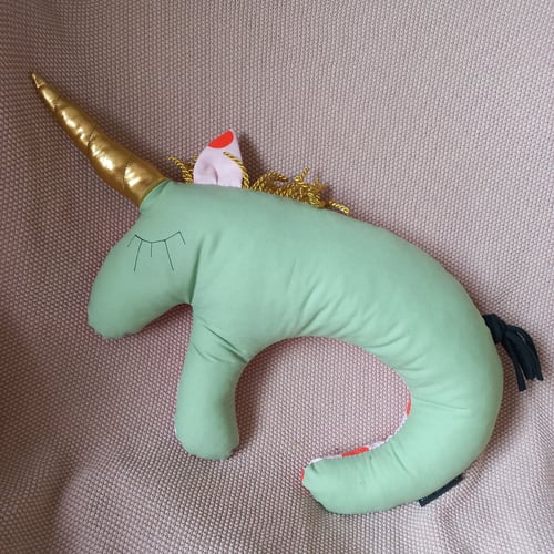 Image of Einhornkissen neon dots mint