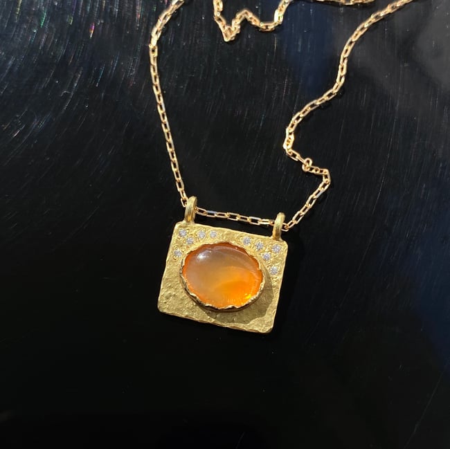 FIRE OPAL DIAMOND NECKLACE 