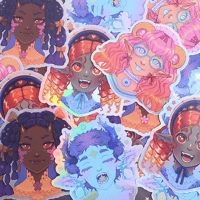Image 1 of Demon Girls Holographic Stickers