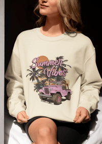 Image 3 of Summer Vibes Jeep Crewneck Sweatshirt