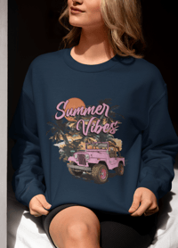 Image 4 of Summer Vibes Jeep Crewneck Sweatshirt