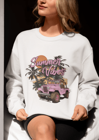 Image 5 of Summer Vibes Jeep Crewneck Sweatshirt