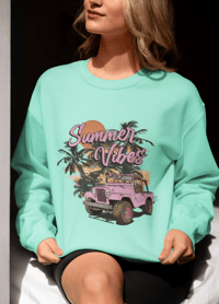 Image 7 of Summer Vibes Jeep Crewneck Sweatshirt