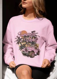 Image 1 of Summer Vibes Jeep Crewneck Sweatshirt