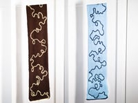 Abstract Pattern Knit Scarf - Brown/Light Blue