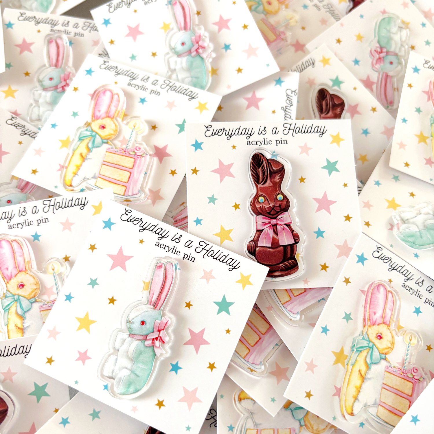 Image of Bunny with Cake acrylic pin 