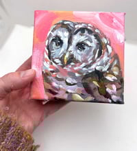 Image 3 of Woodland Guardian – barred owl mini painting