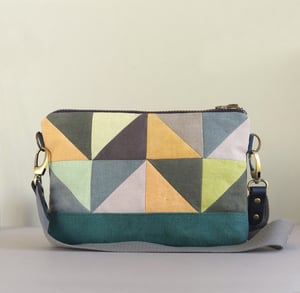 Image of Patchwork 5, shoulder bag with plant-dyed panels and crossbody strap