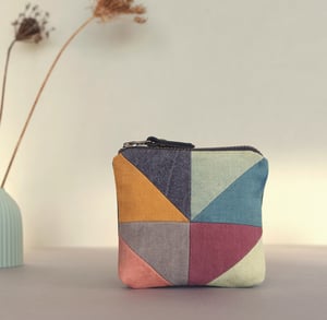 Image of Square patchwork zipper bag with plant-dyed panels