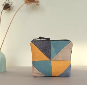 Image of Square 1 patchwork zipper bag with plant-dyed panels