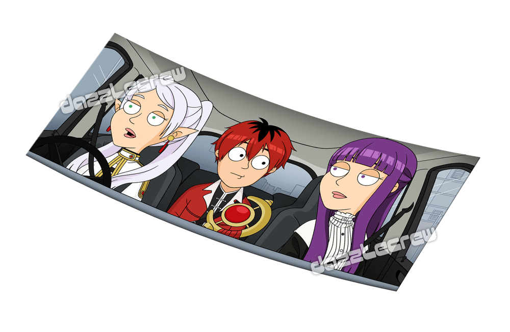 Image of Frieren Car Meme Family Guy Scene Box Sticker