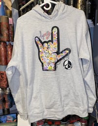 Image 2 of World of Dreems Family LUV Hoodie Gray & Black