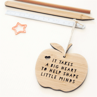 Image 1 of Teacher Thank You Gift. Hanging Apple. It Takes A Big Heart To Help Shape Little Minds.