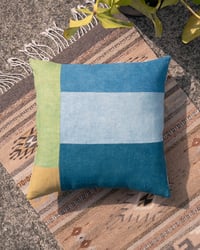 Image 1 of cool tones patchwork pillow