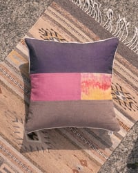Image 1 of warm tones patchwork pillow