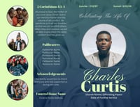 Image 3 of 4 Page Funeral Program Template | Floral Green and Blue 8.5x11 | Fully Editable Canva