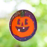 Image 1 of Fused Glass Pumpkin Coaster / Suncatcher