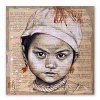 Image 1 of Tirage sur papier d'art - "Petite fille Enn au bonnet" - Birmanie - 30x30 cm