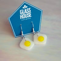 Fused Glass Fried Egg Earrings
