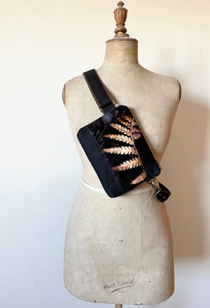 Image of Golden fern, mini velvet crossbody / belt bag