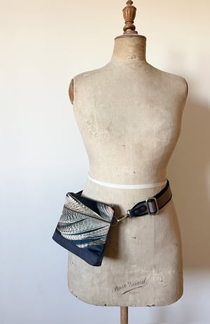 Image of Feather, printed velvet mini crossbody / belt bag