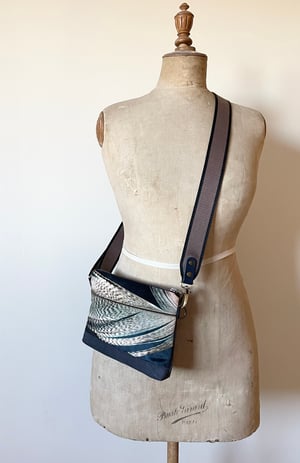 Image of Feather, printed velvet mini crossbody / belt bag