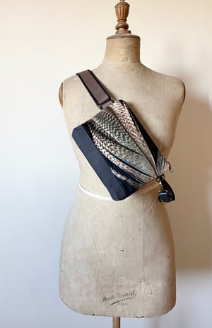 Image of Feather, printed velvet mini crossbody / belt bag