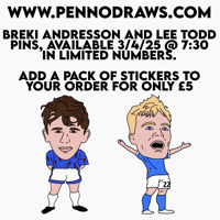 Benony Breki Andresson / Lee Todd - Stockport County Pennodraws Pin Badge