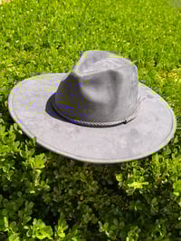 Image 2 of Gray Faux Suede Fedora 