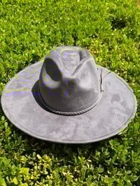 Image 1 of Gray Faux Suede Fedora 