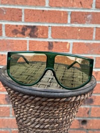 Image 1 of Green FlatTop Aviator Style Sunglasses 