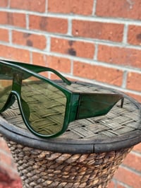Image 2 of Green FlatTop Aviator Style Sunglasses 