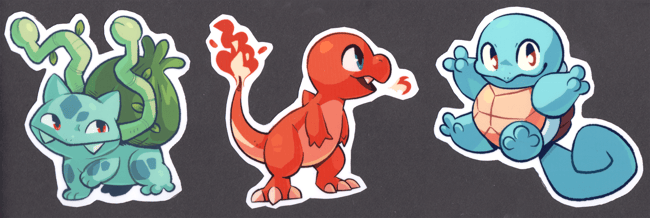 Starter Pokemon sticker packs!