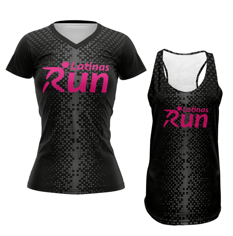 Latinas Run Black Pixel Top