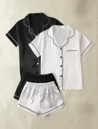 Image 2 of Pink Satin Cardigan Pajama Set