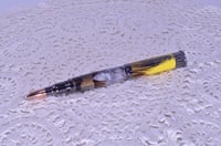 Image 2 of 12 Gauge Over and Under Rollerball Pen, Turkey Feathers With Deer Photo, Gun Metal Finish, #0310