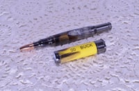 Image 6 of 12 Gauge Over and Under Rollerball Pen, Turkey Feathers With Deer Photo, Gun Metal Finish, #0310