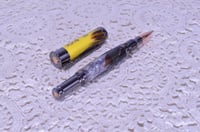 Image 9 of 12 Gauge Over and Under Rollerball Pen, Turkey Feathers With Deer Photo, Gun Metal Finish, #0310