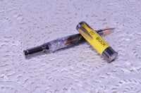 Image 10 of 12 Gauge Over and Under Rollerball Pen, Turkey Feathers With Deer Photo, Gun Metal Finish, #0310