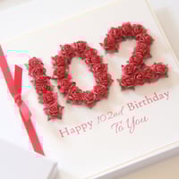 Image 1 of 102nd Birthday Card. 102 Card. Personalised Birthday Card for Mum Dad Grandma or Grandad. 