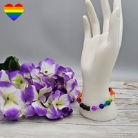 Image 1 of Rainbow Lava Bead Bracelet 