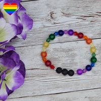 Image 3 of Rainbow Lava Bead Bracelet 