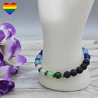 Image 2 of Gay Pride Flag Lava Bead Bracelet