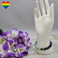 Image 1 of Gay Pride Flag Lava Bead Bracelet